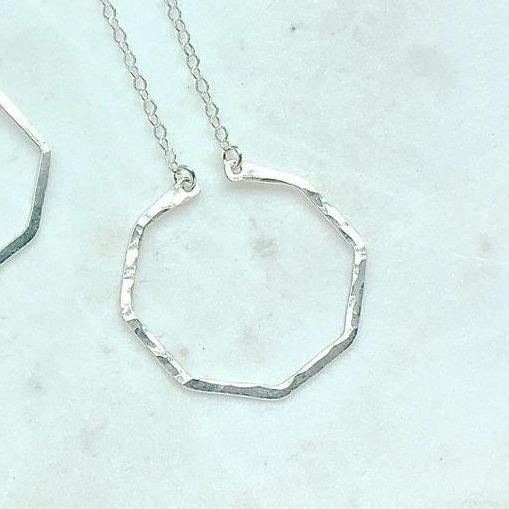 Parasol Necklace - modern geometric octagon layering necklace in gold, silver, rose gold, or mixed metals - Foamy Wader