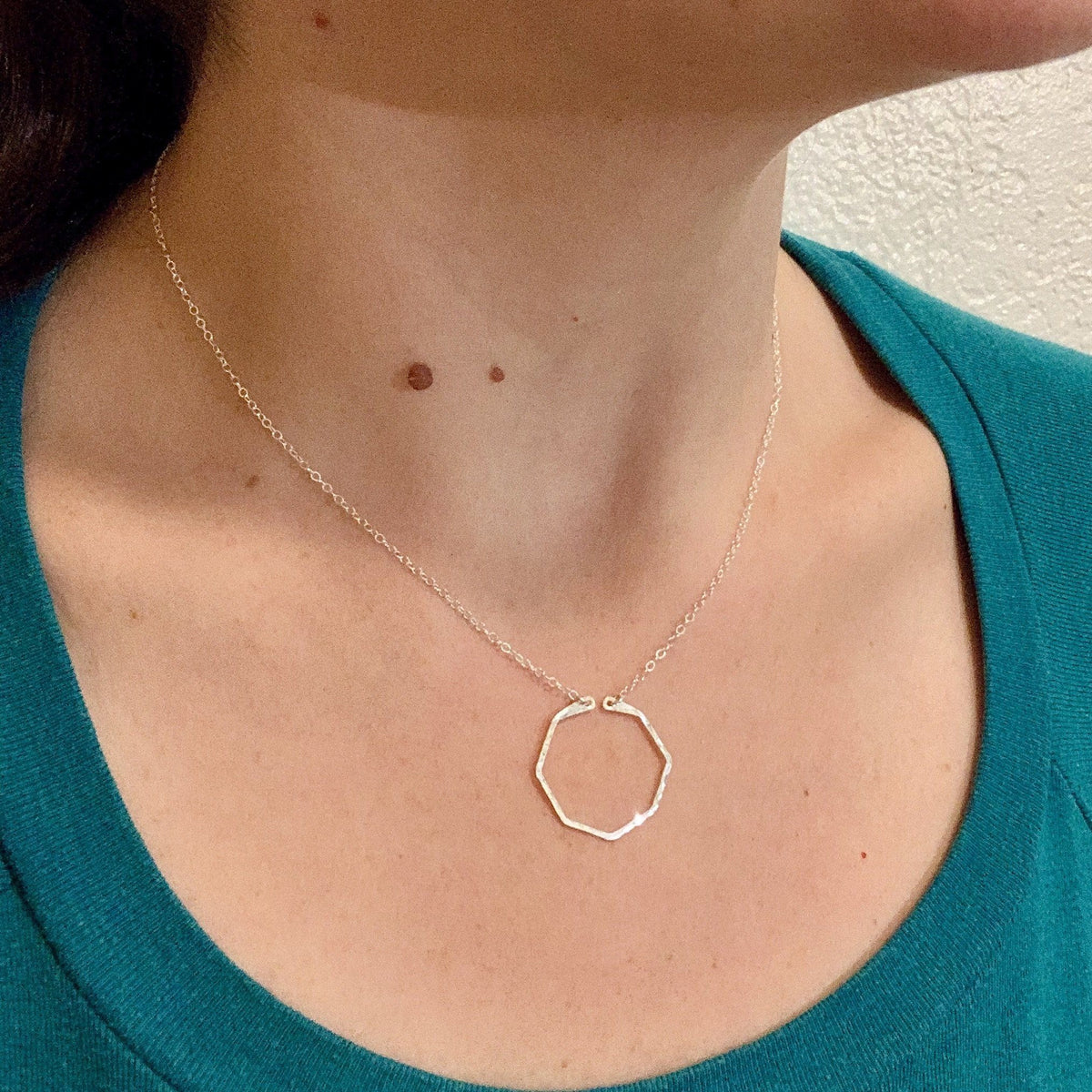 Parasol Necklace - modern geometric octagon layering necklace in gold, silver, rose gold, or mixed metals - Foamy Wader