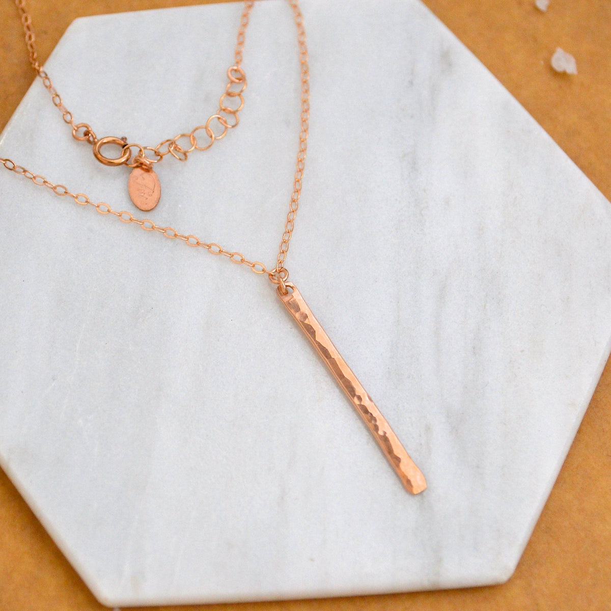 Pillar Necklace - handmade sleek dappled vertical bar pendant necklace - Foamy Wader