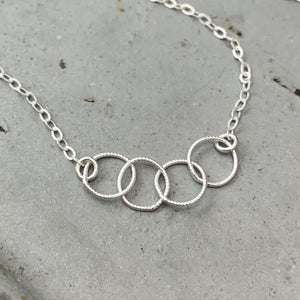 Quattro Necklace - handmade interlocking four circle necklace - Foamy Wader