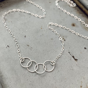 Quattro Necklace - handmade interlocking four circle necklace - Foamy Wader