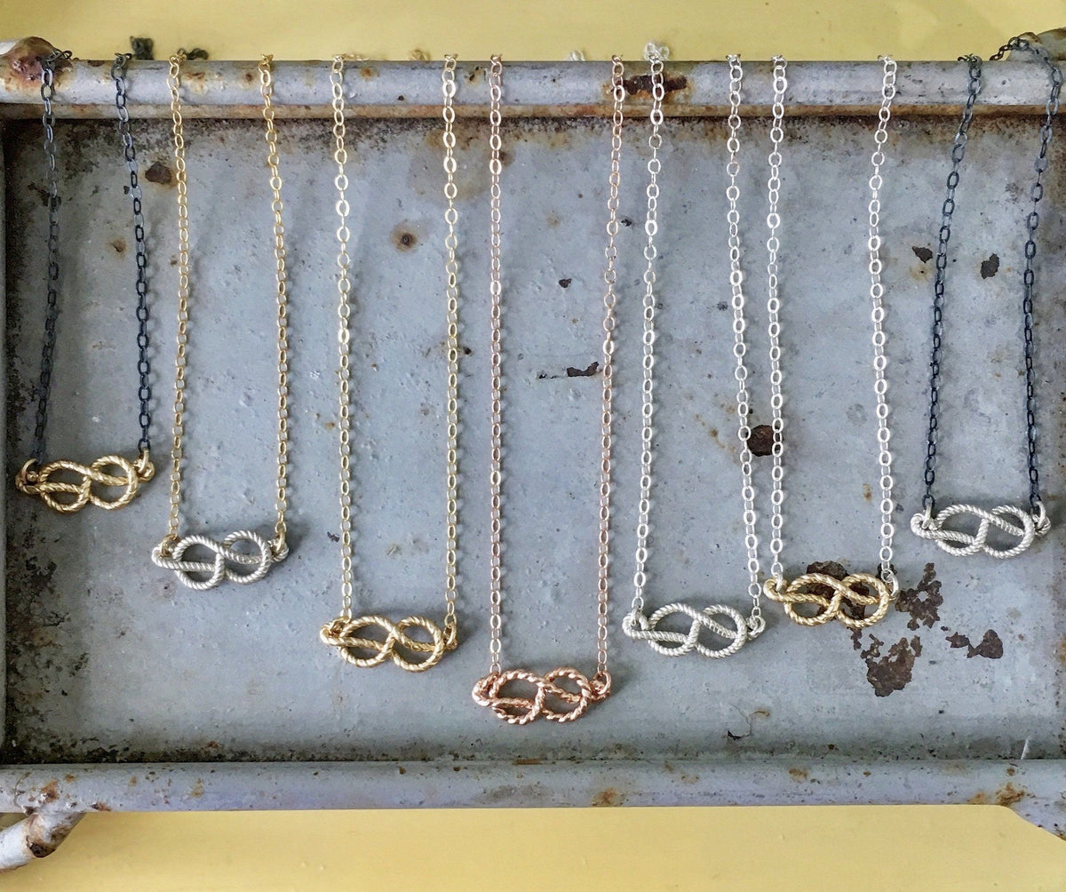 Sailor's Knot Necklace - handmade 14k gold nautical sailor's knot necklace - Foamy Wader