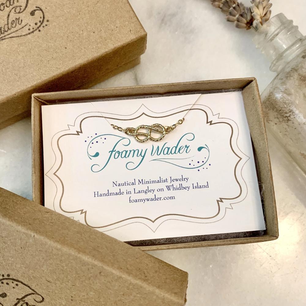 Sailor's Knot Necklace - handmade nautical sailor's knot necklace - Foamy Wader