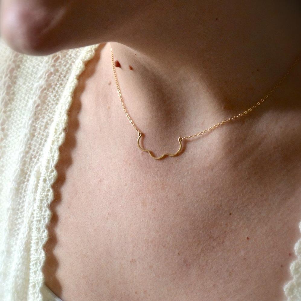 Scallop Necklace - handmade nautical scallop shell curve necklace - Foamy Wader