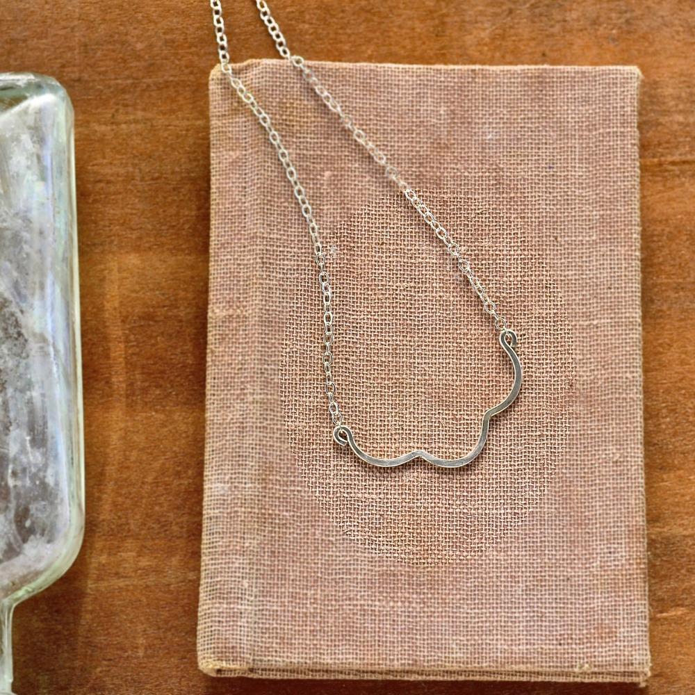 Scallop Necklace - handmade nautical scallop shell curve necklace - Foamy Wader