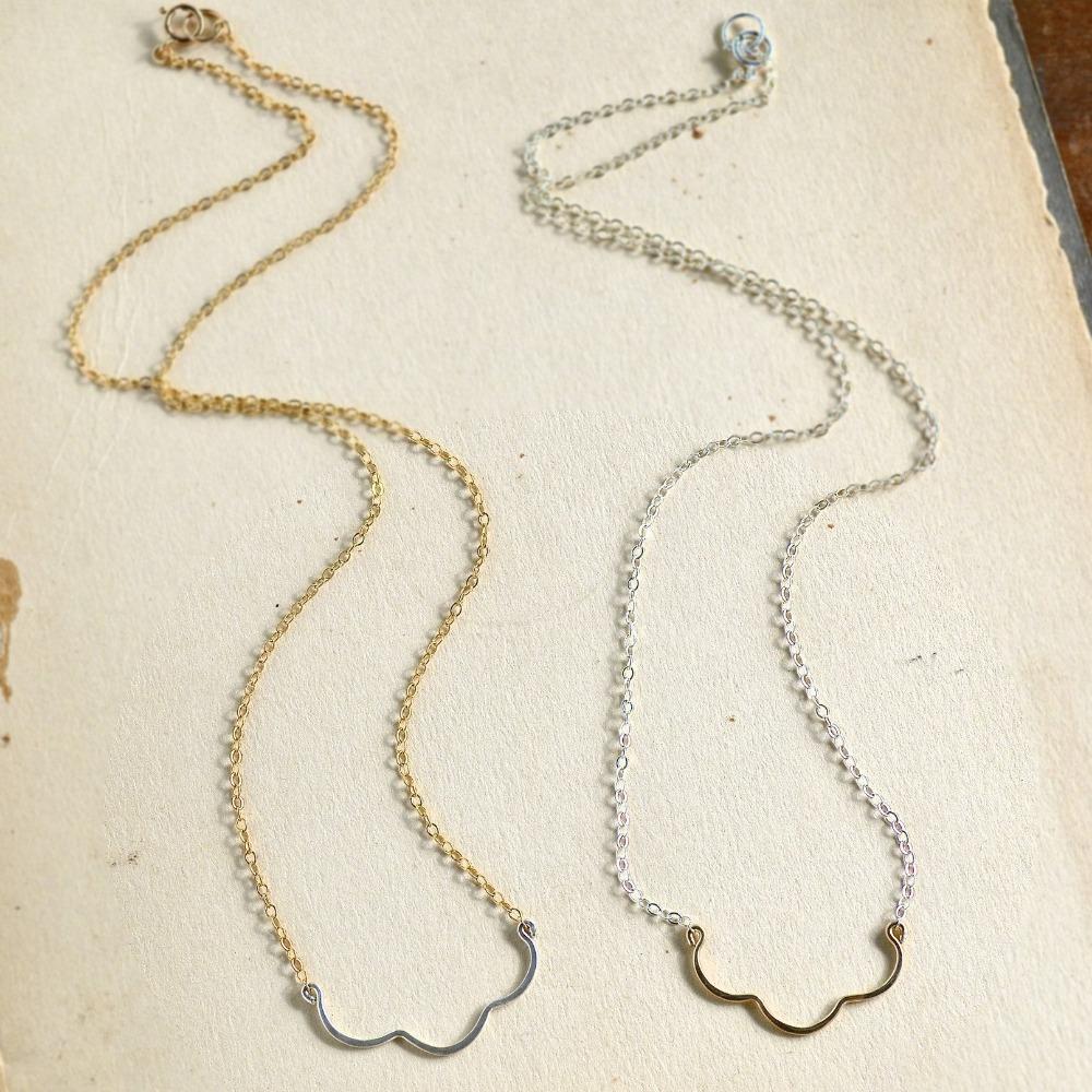 Scallop Necklace - handmade nautical scallop shell curve necklace - Foamy Wader