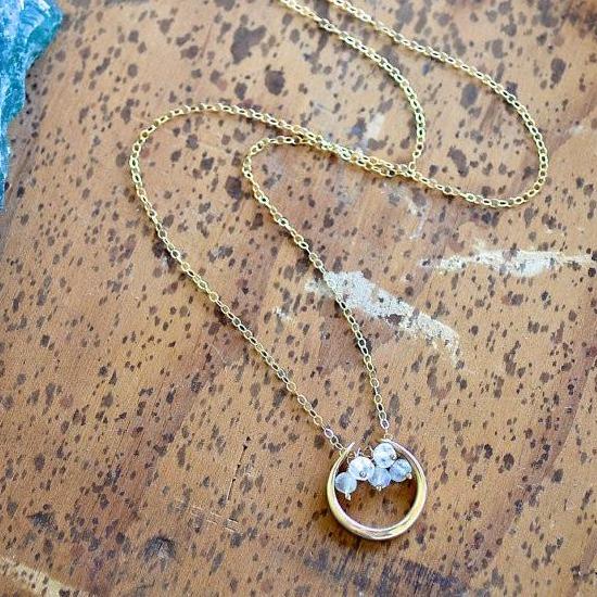 Serena Necklace - crescent moon and chakra balancing gemstone necklace - Foamy Wader