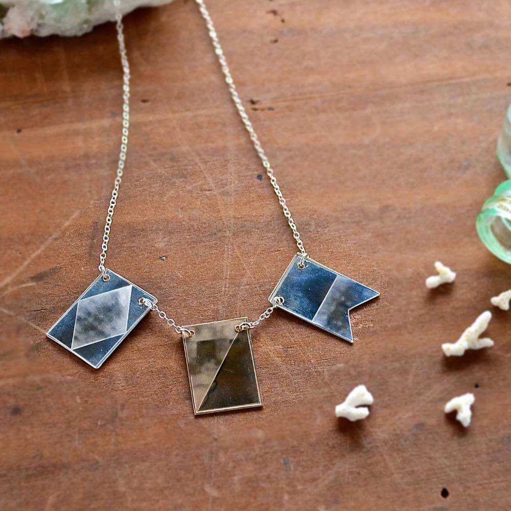 Signals Nautical Flag Necklace - nautical flag custom secret code necklace, 3 flags - Foamy Wader