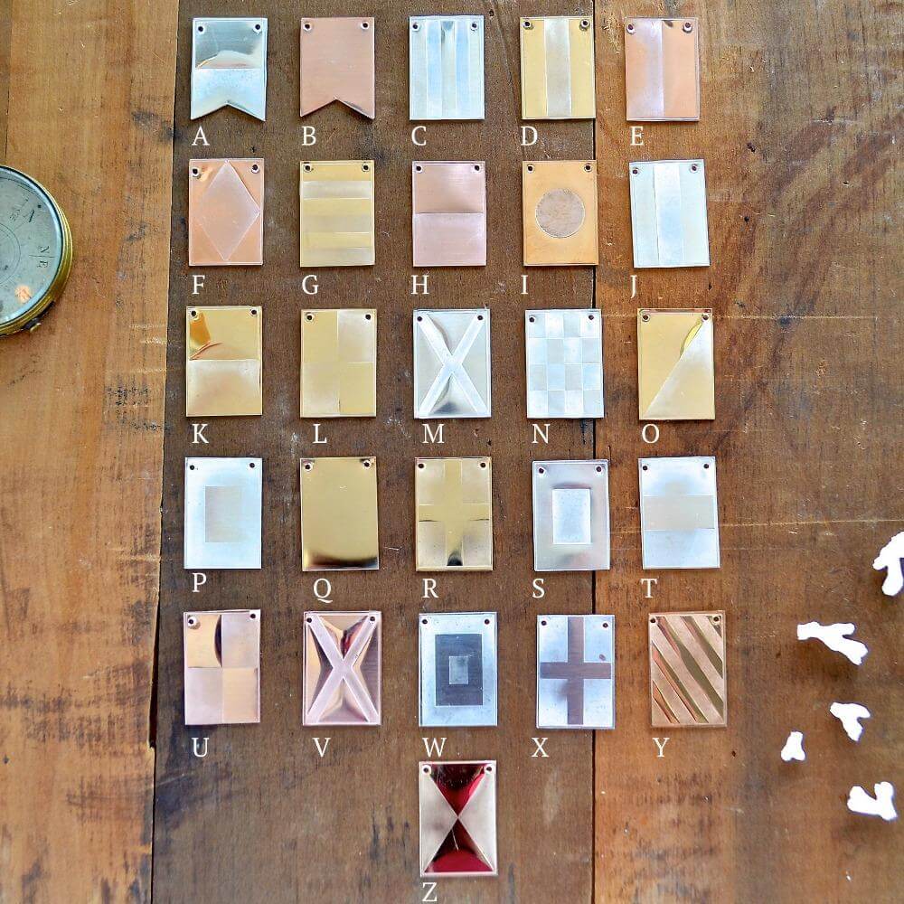 Signals Nautical Flag Necklace - nautical flag custom secret code necklace, 3 flags - Foamy Wader