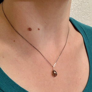 Silt Necklace - brown smoky quartz gemstone solitaire necklace - Foamy Wader