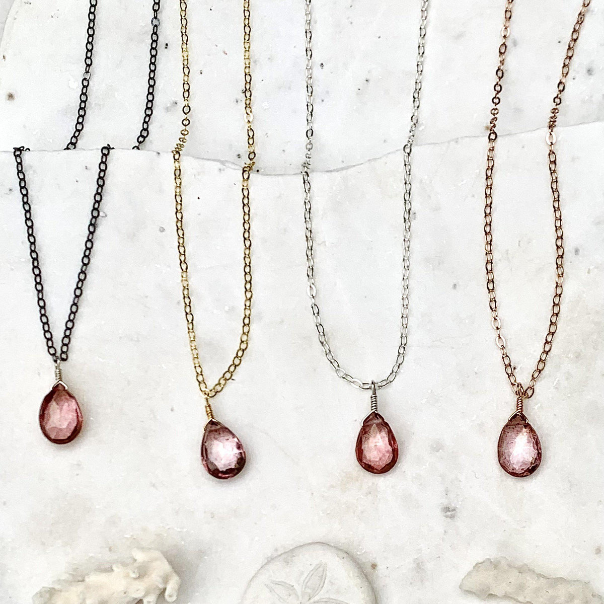 The Siren Necklace - fuschia pink mystic quartz solitaire necklace - Foamy Wader