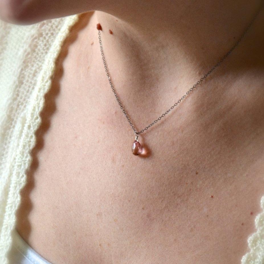 The Siren Necklace - fuschia pink mystic quartz solitaire necklace - Foamy Wader