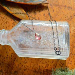 The Siren Necklace - fuschia pink mystic quartz solitaire necklace - Foamy Wader