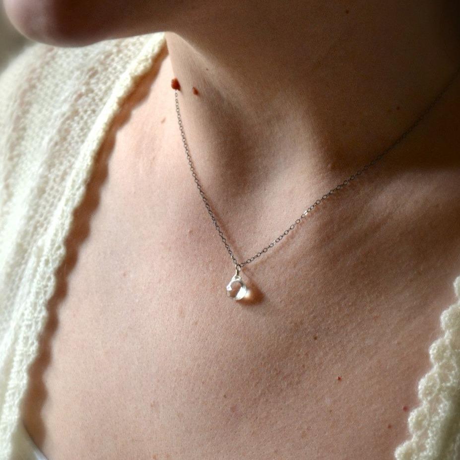 Tivoli Necklace - sparkly white topaz gemstone solitaire necklace - Foamy Wader