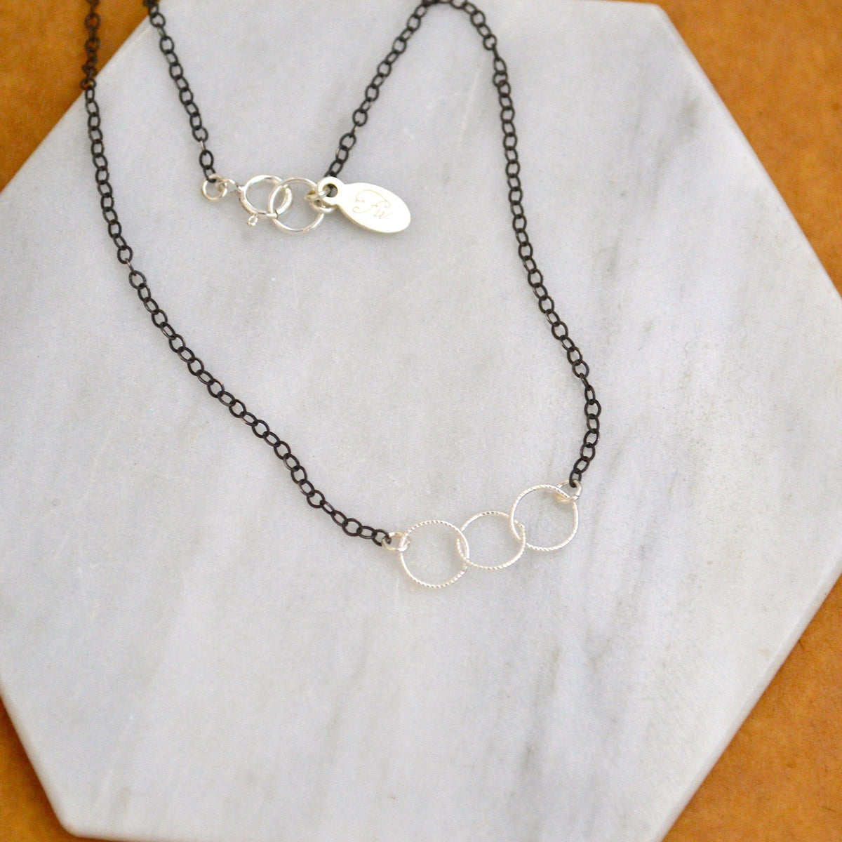Trio Necklace - handmade interlocking triple circle necklace - Foamy Wader