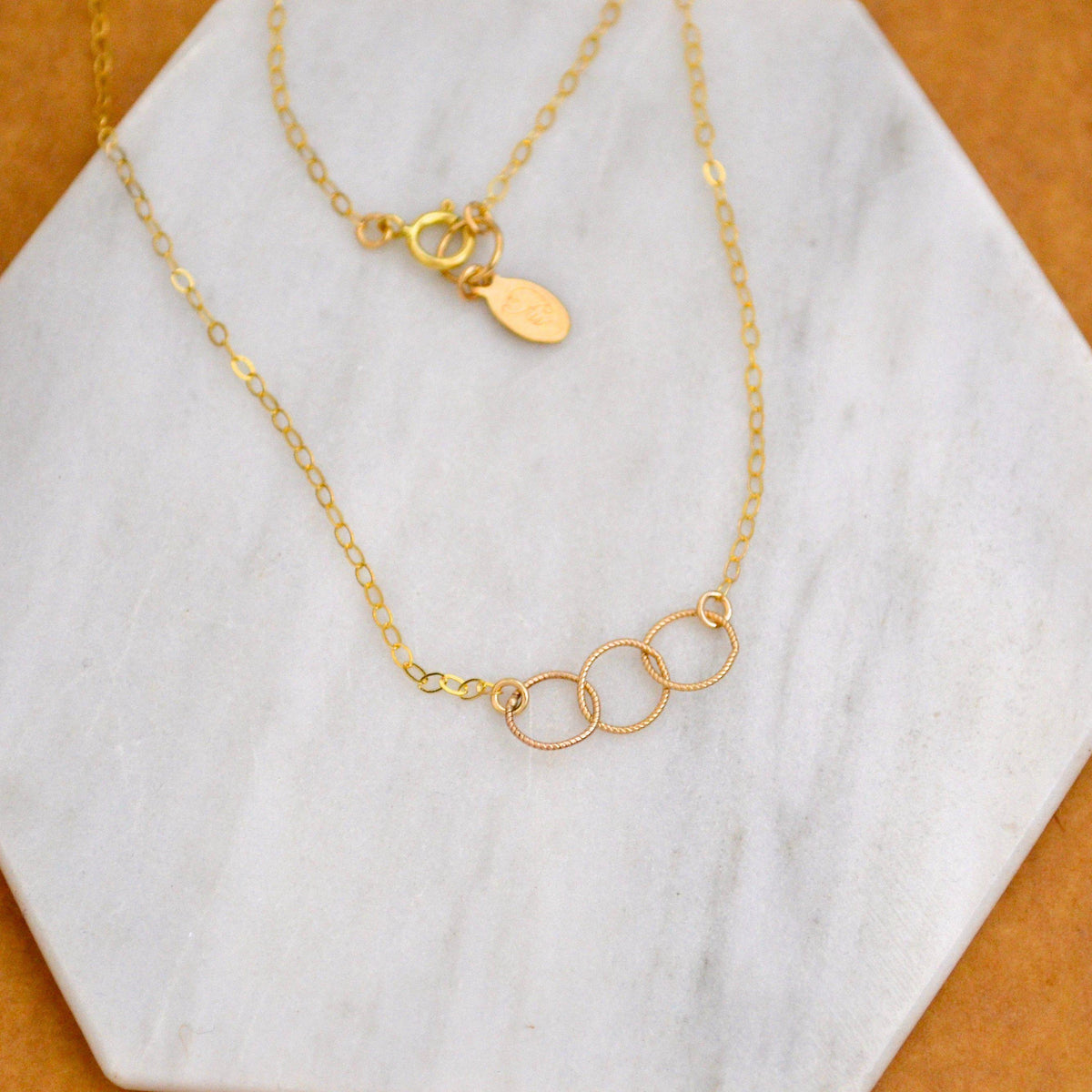 Trio Necklace - handmade interlocking triple circle necklace - Foamy Wader