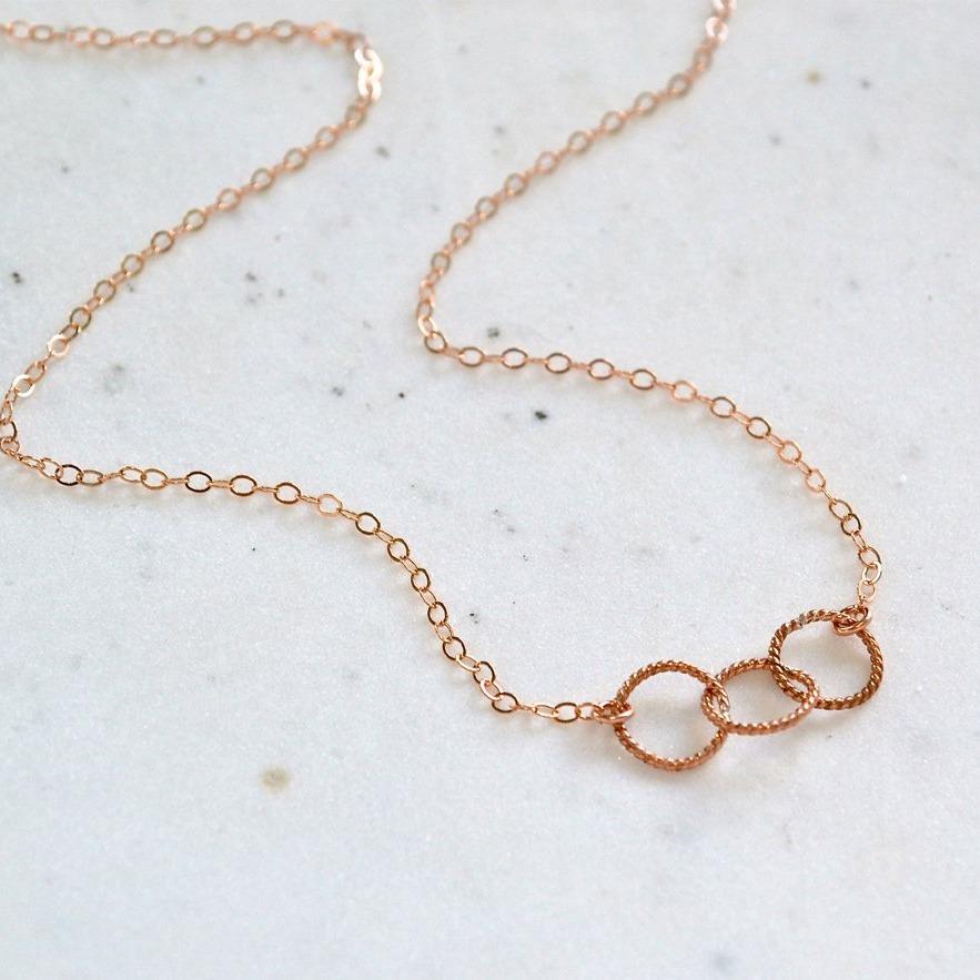 Trio Necklace - handmade interlocking triple circle necklace - Foamy Wader