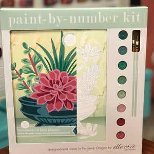 DIY - Paint By Number Kit - Succulents in Blue Planter