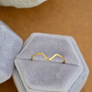 Chevron Ring - handmade precious metal hammered chevron peak stacking ring - Foamy Wader