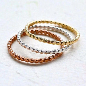 Droplets Ring - beaded dotted shimmering stacking ring in precious metals - Foamy Wader