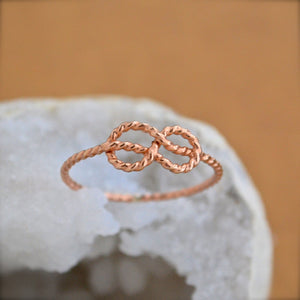 Sailor's Knot Ring - handmade nautical minimalist infinity rope knot ring - Foamy Wader