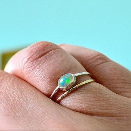 Shimmer Ring - minimalist handmade hammered precious metal stacking ring - Foamy Wader