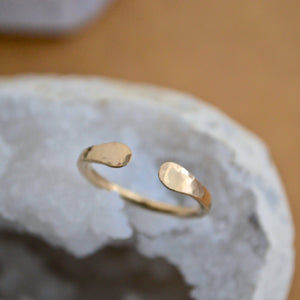 Siren Ring - handmade hammered open face ring in precious metals - Foamy Wader