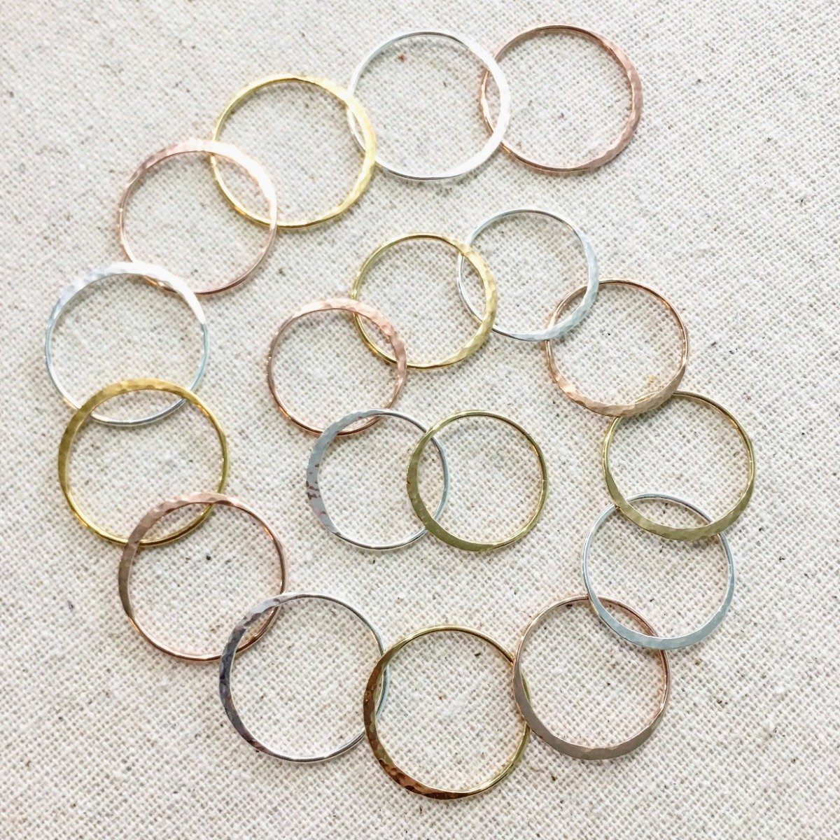 Sliver Ring - handmade thin stacking ring with dappled crescent face - Foamy Wader