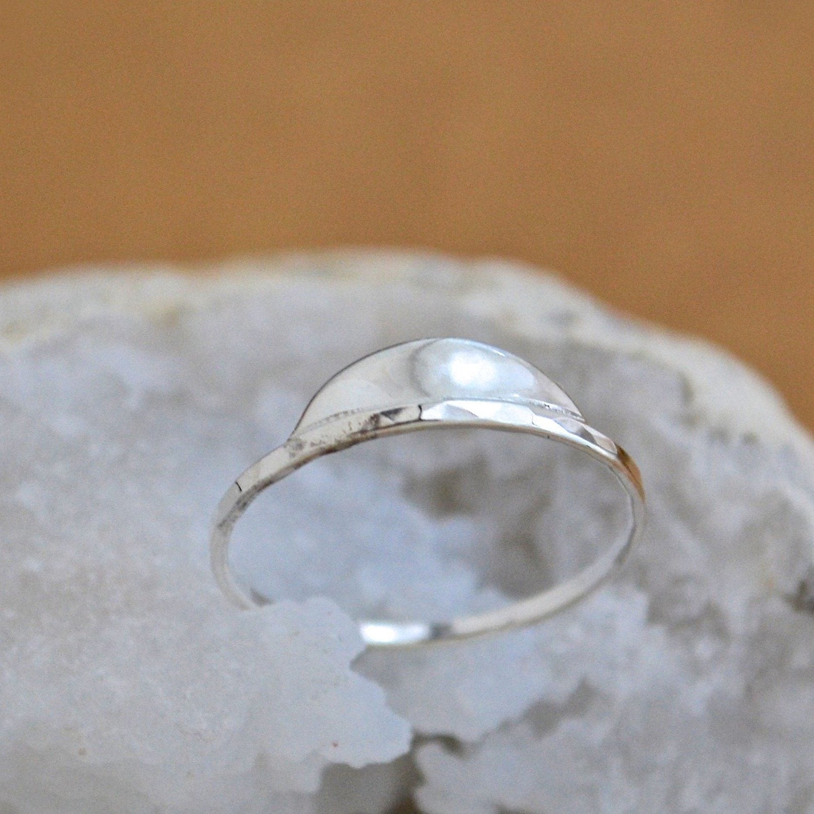 Sunrise Ring - handmade shimmering semi-circle sunrise stacking ring - Foamy Wader